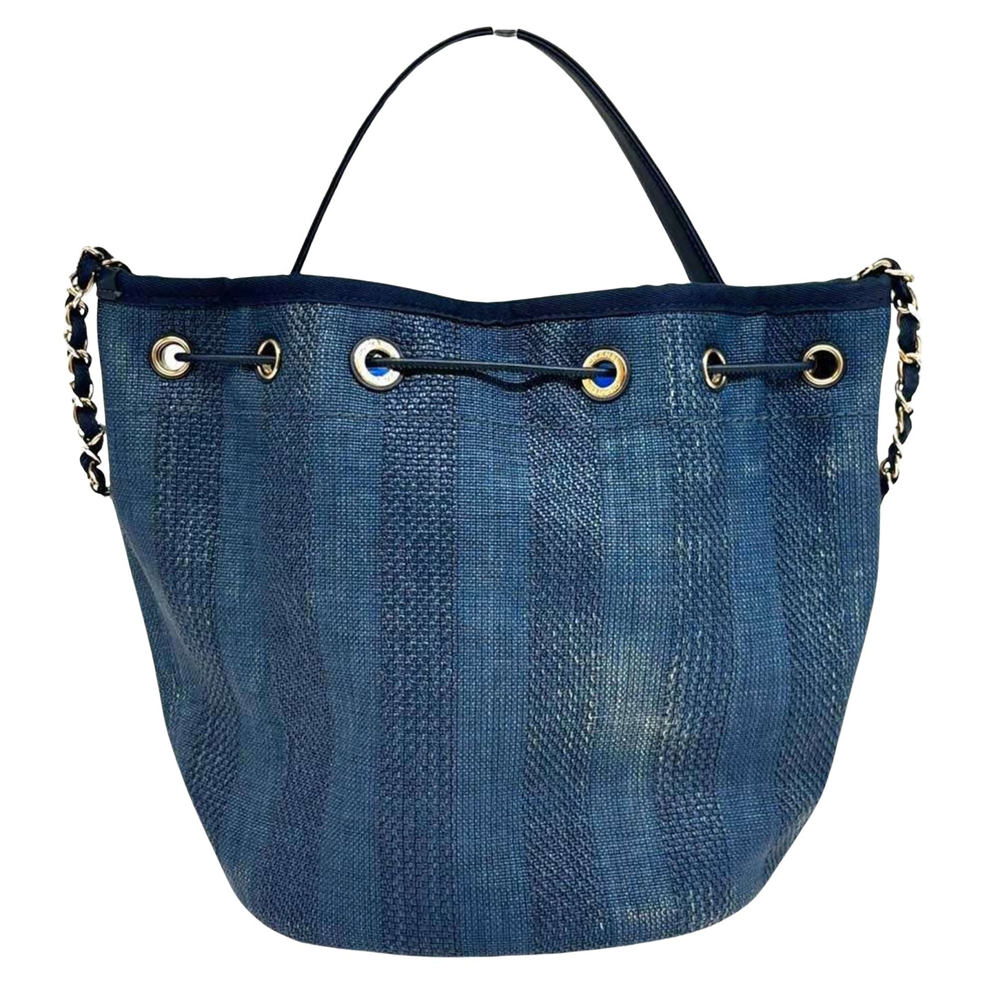 Chanel Denim Bucket Bag Drawstring Style
