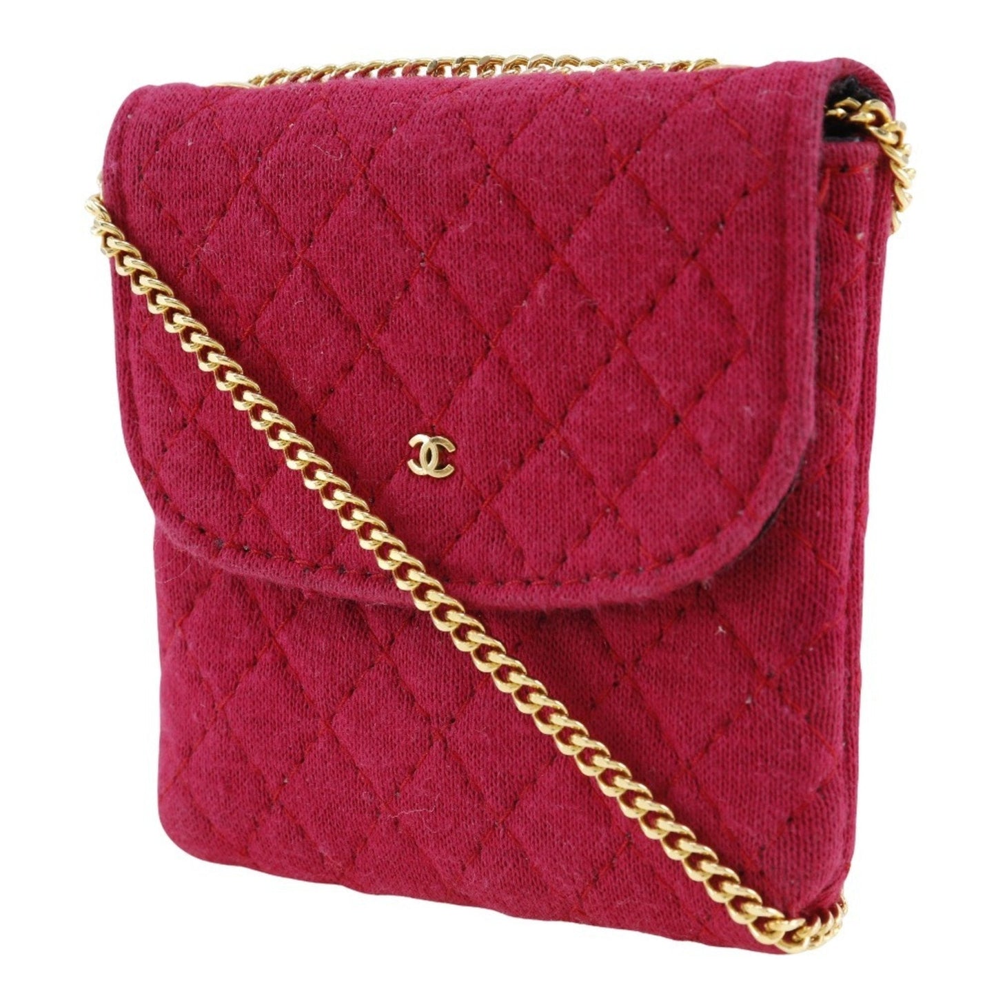 Chanel Quilted Chain Bag  Red Knit