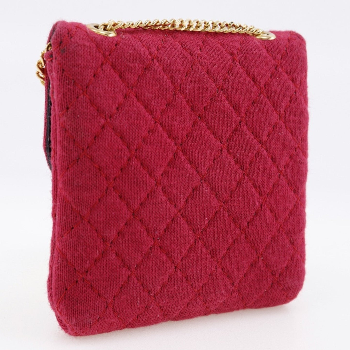 Chanel Quilted Chain Bag  Red Knit
