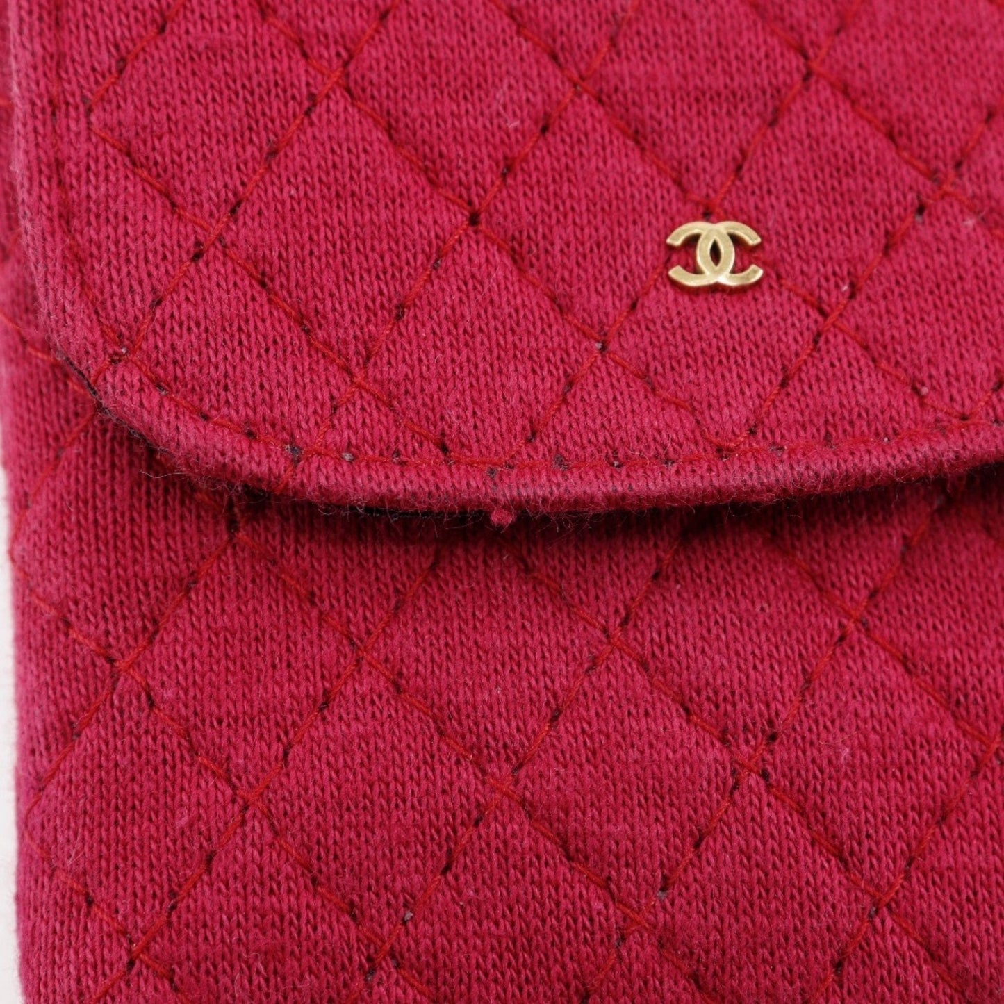 Chanel Quilted Chain Bag  Red Knit