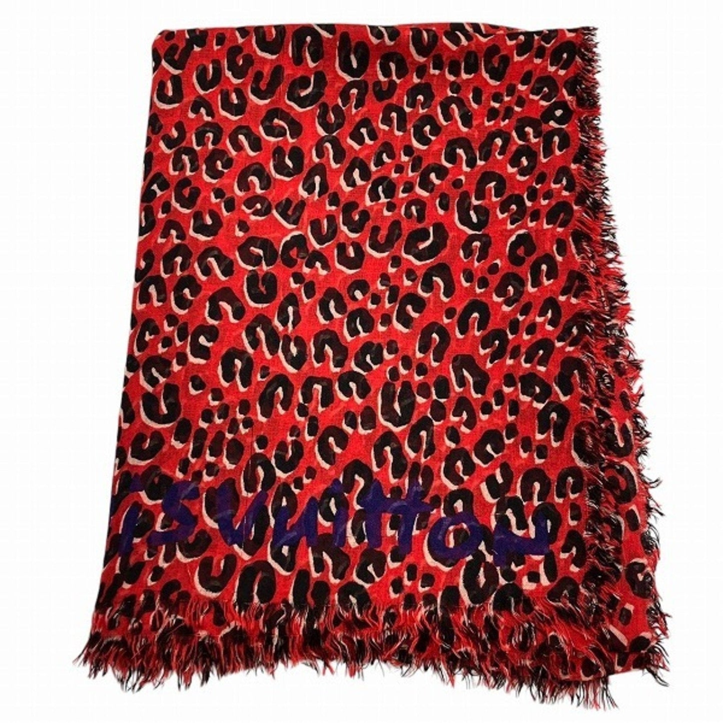 Leopard Print Scarf  Red  Black