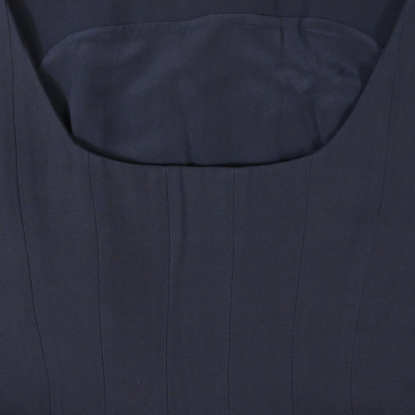 Christian Dior Panelled Square-Neck Mini Sleeveless Flare Dress in Navy Blue Viscose
