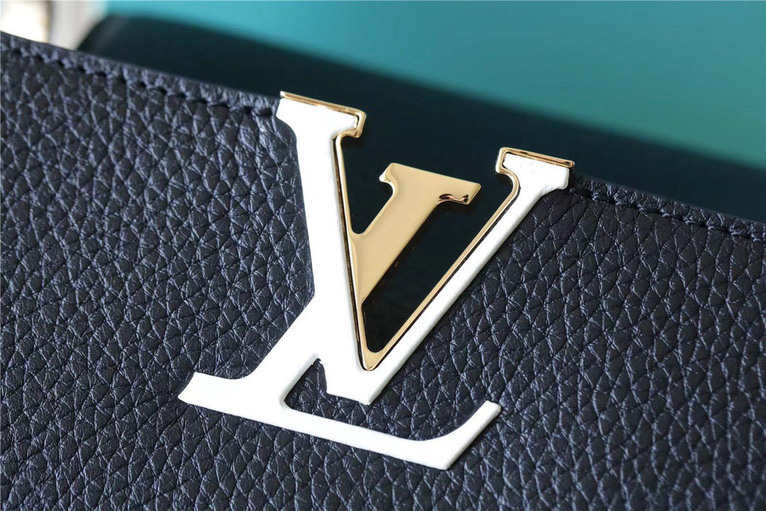 LV Capucines MM Taurillon Black/ Blue For Women, WomenÃ¢â‚¬â„¢s Bags, Shoulder And Crossbody Bags 12.4in/31.5cm LVÃ‚Â 