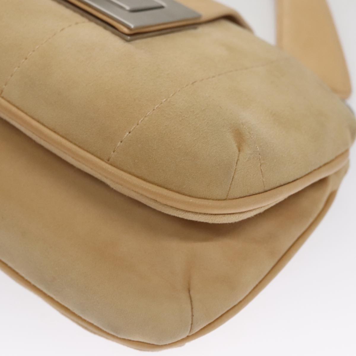 Chanel Suede Chocolate Bar Shoulder Bag with Chain Strap