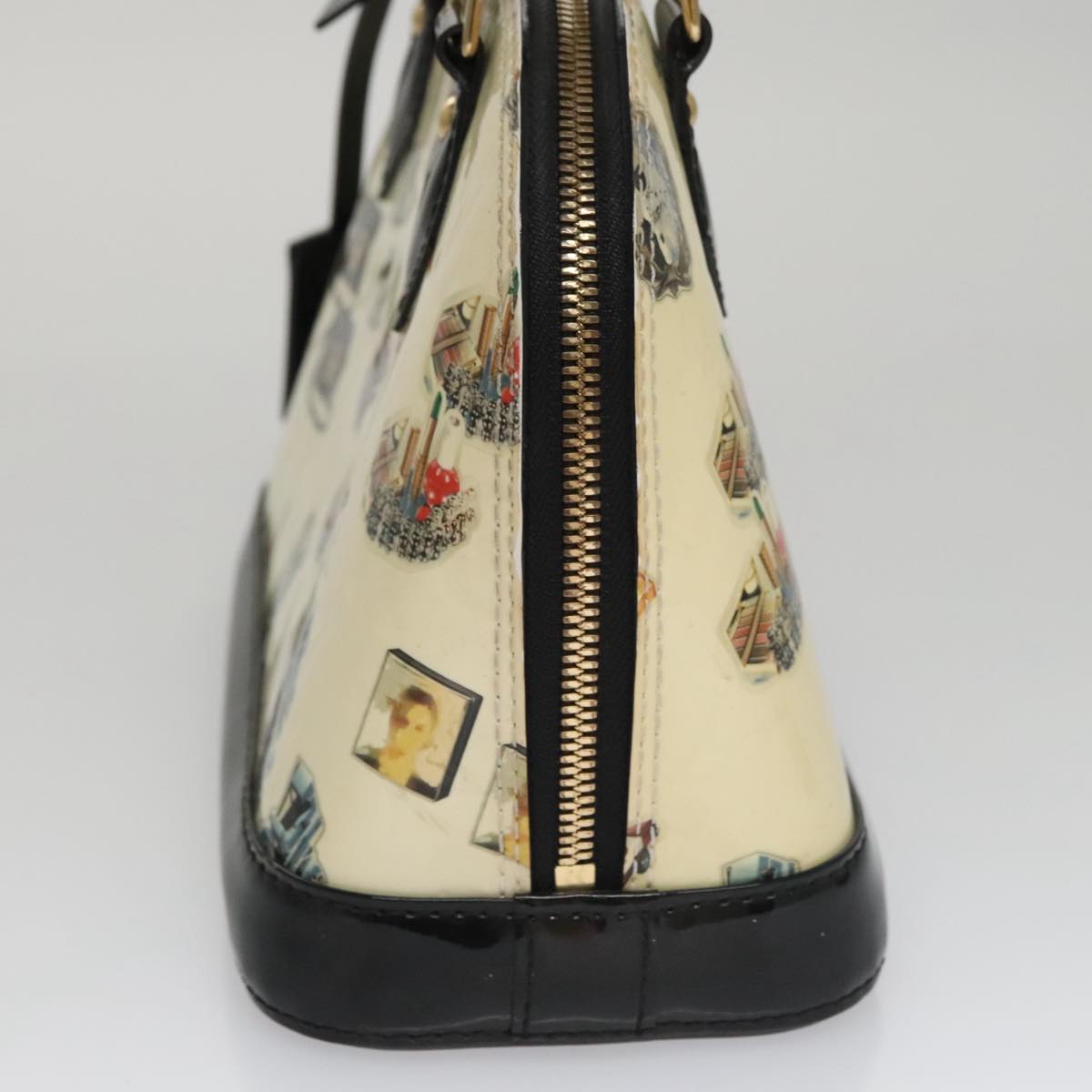 Patent Leather Handbag with Padlock and Shoulder Strap