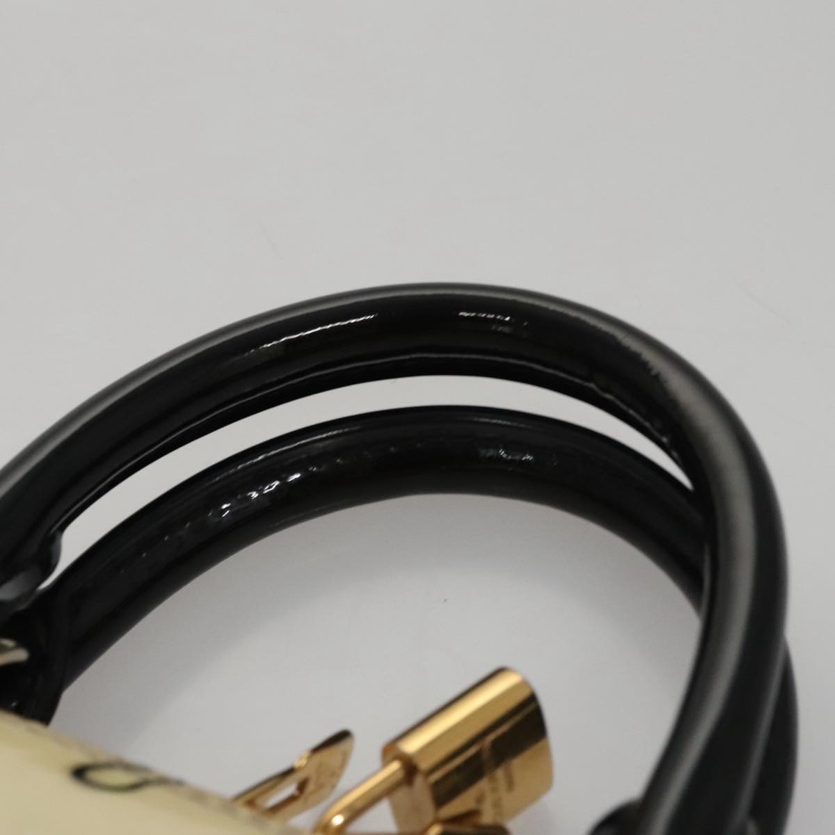 Patent Leather Handbag with Padlock and Shoulder Strap