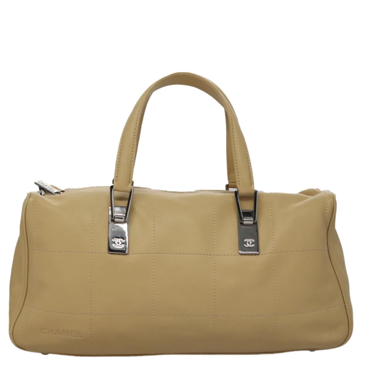 Chanel Quilted Leather Boston Bag Beige