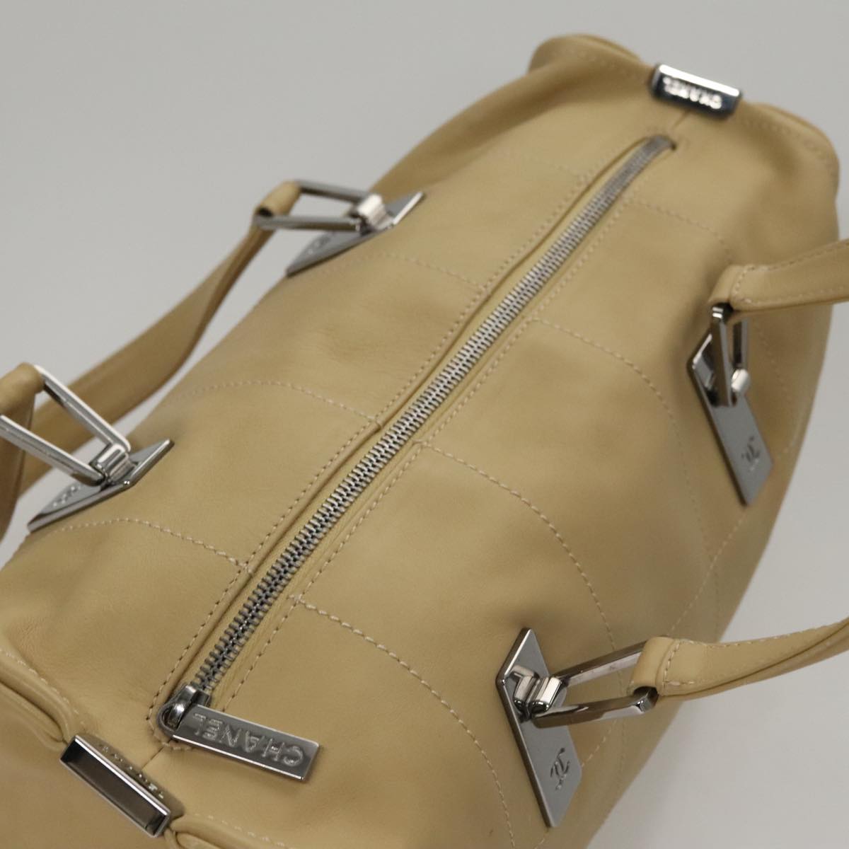 Chanel Quilted Leather Boston Bag Beige