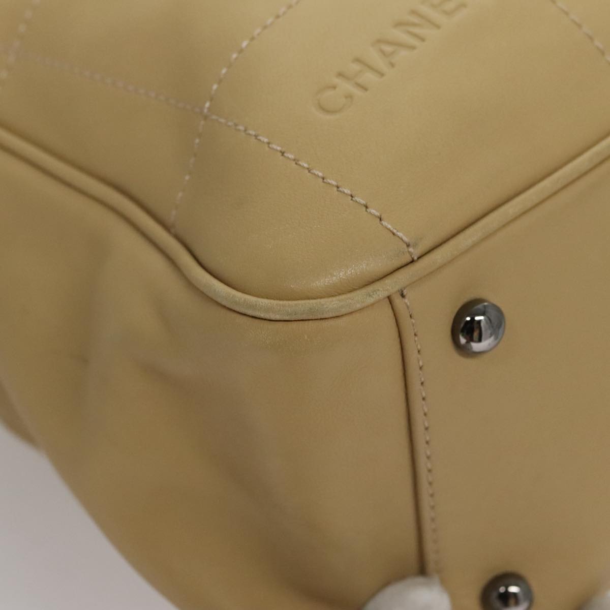 Chanel Quilted Leather Boston Bag Beige