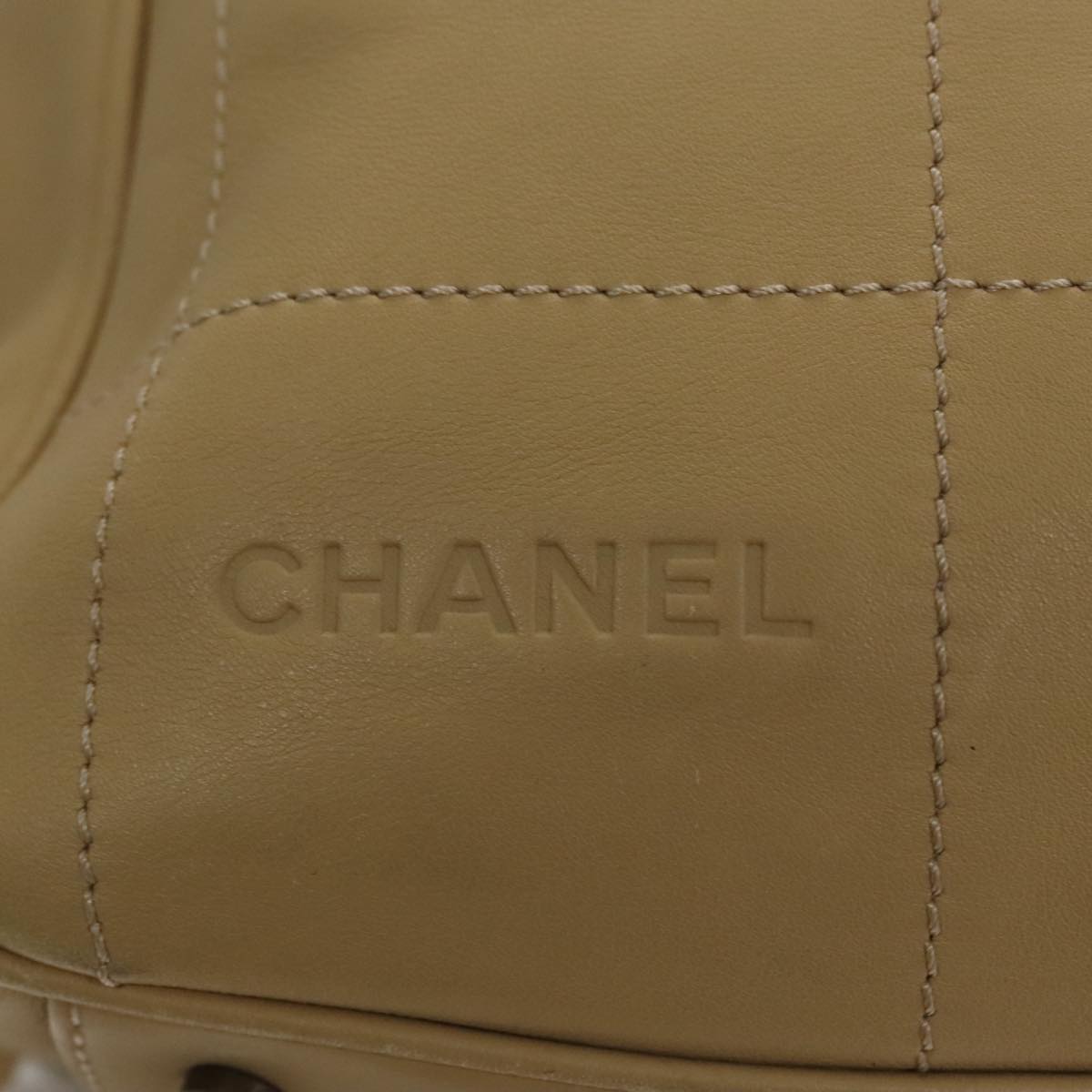 Chanel Quilted Leather Boston Bag Beige