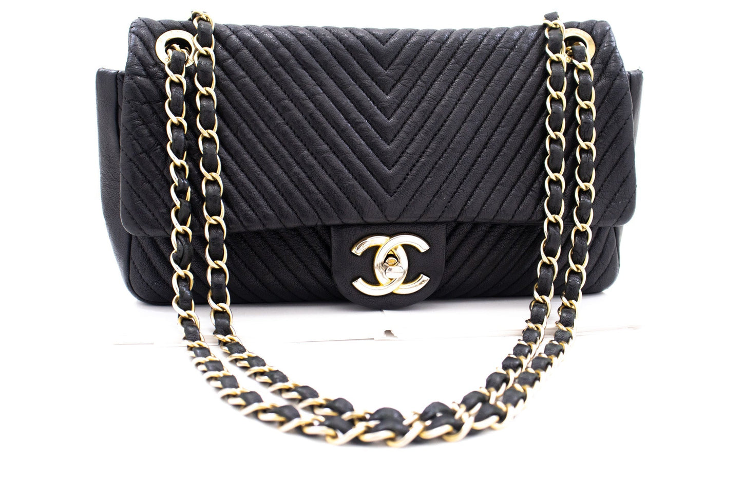 Chanel Chevron Quilted Shoulder Bag Classic Flap