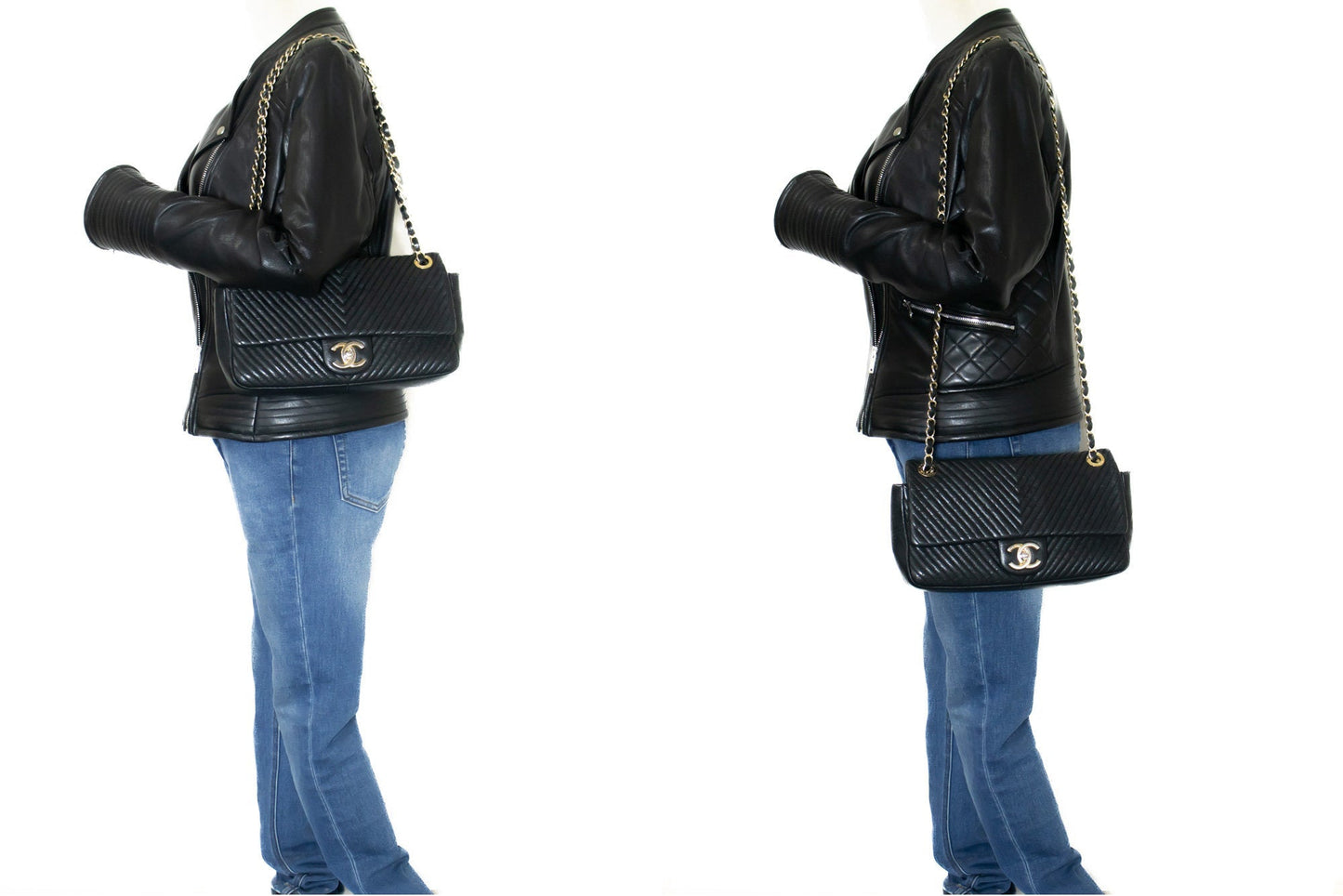 Chanel Chevron Quilted Shoulder Bag Classic Flap