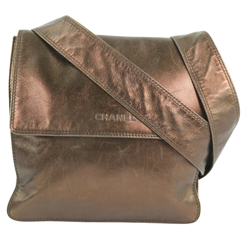 Chanel Metallic Leather Shoulder Bag Bronze