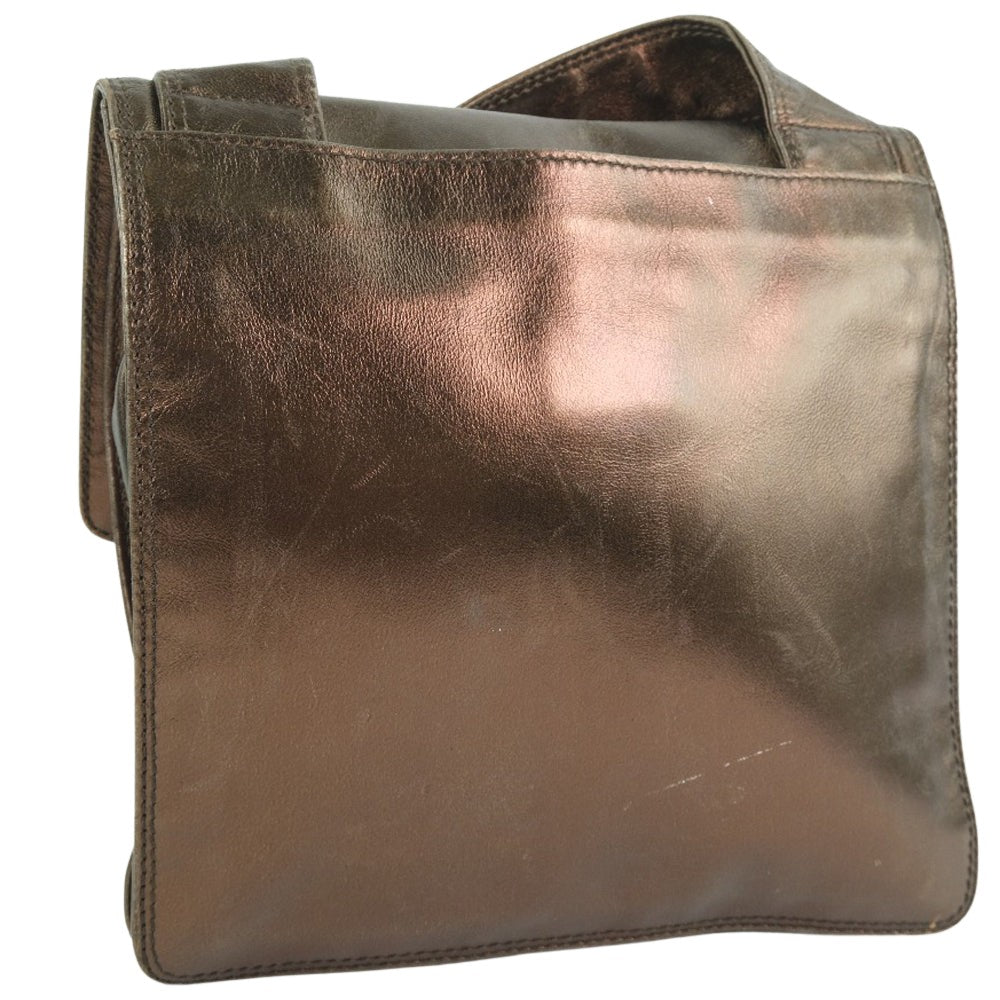 Chanel Metallic Leather Shoulder Bag Bronze
