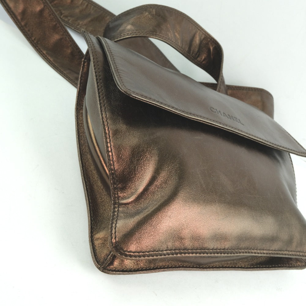 Chanel Metallic Leather Shoulder Bag Bronze