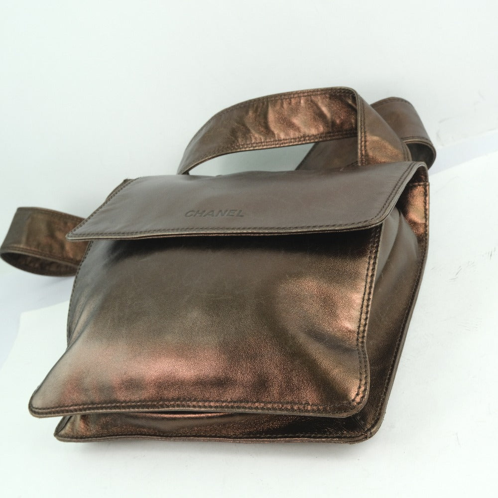 Chanel Metallic Leather Shoulder Bag Bronze