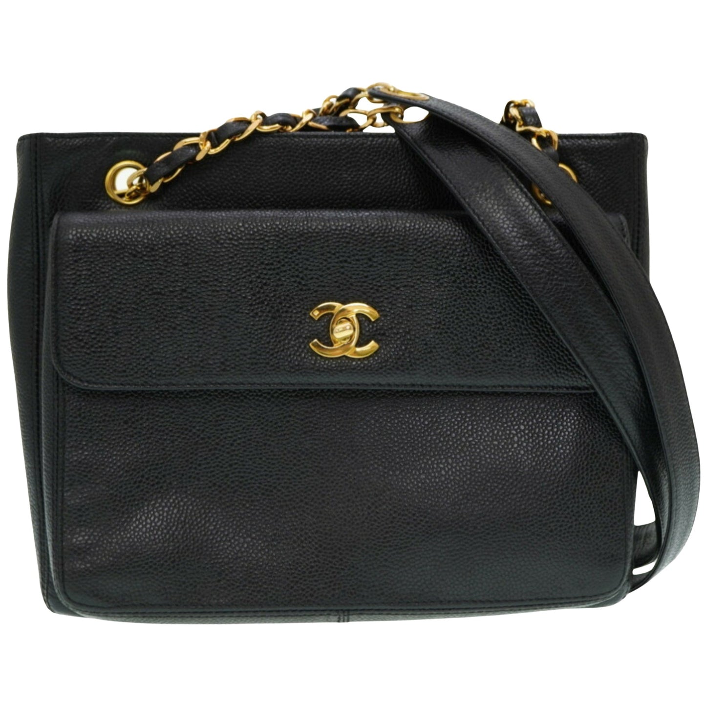 Chanel Black Caviar Leather Shoulder Bag