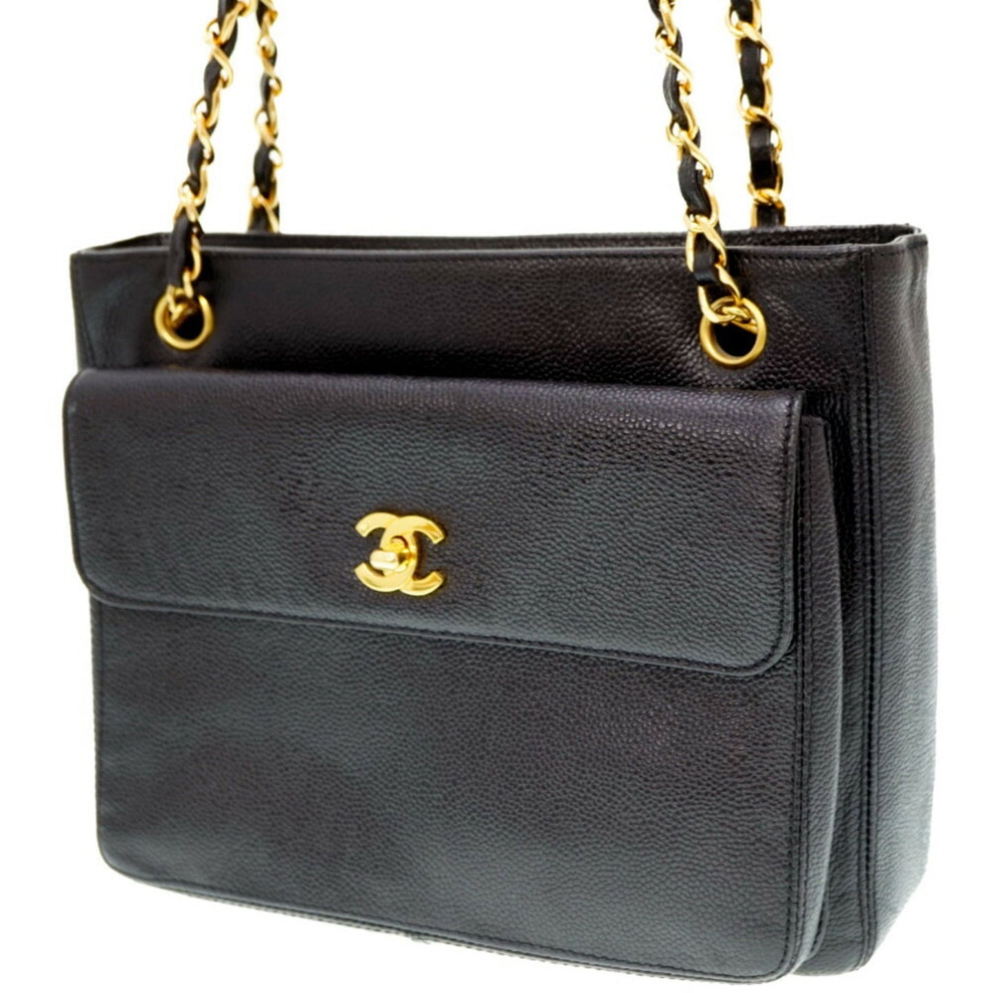 Chanel Black Caviar Leather Shoulder Bag
