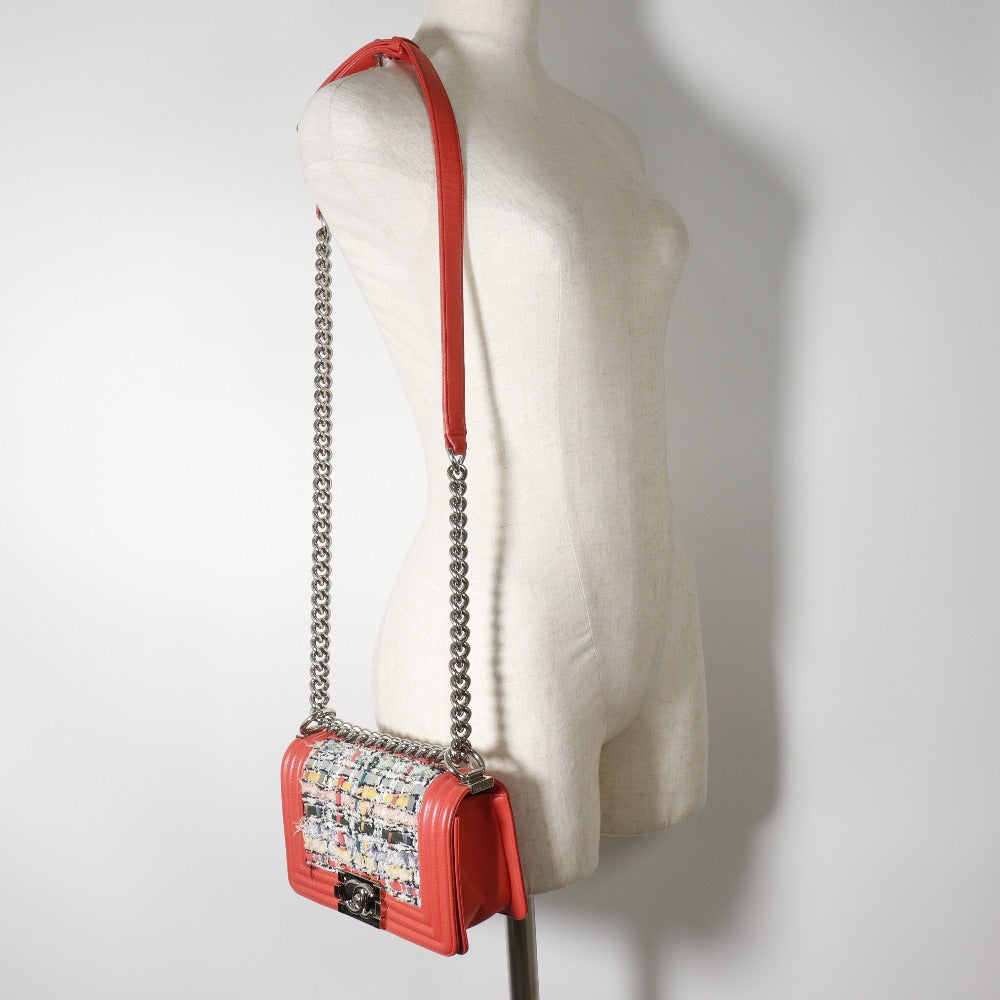 Chanel Boy Chanel Small Flap Bag Red Tweed