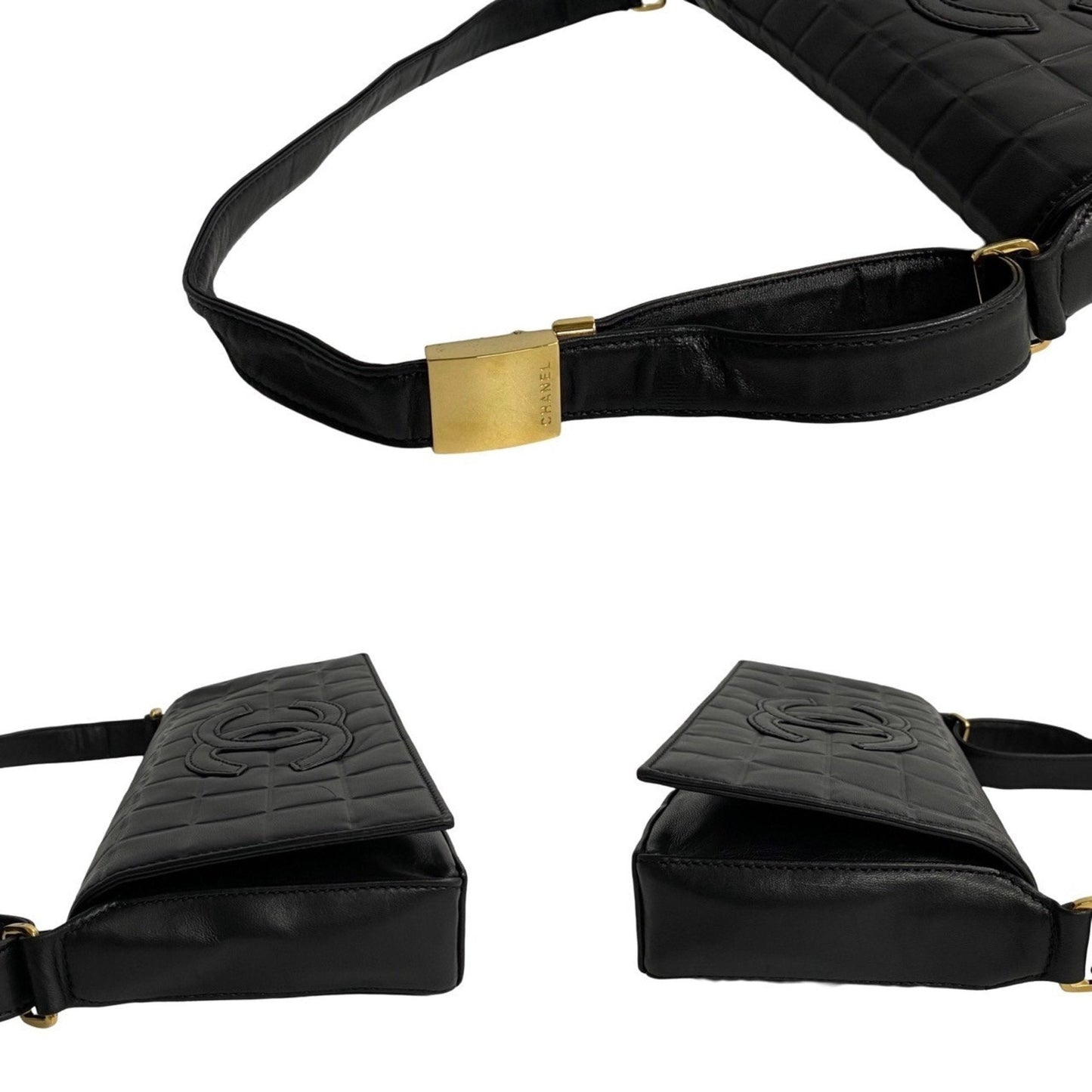 Chanel Quilted Leather Shoulder Bag Black Lambskin