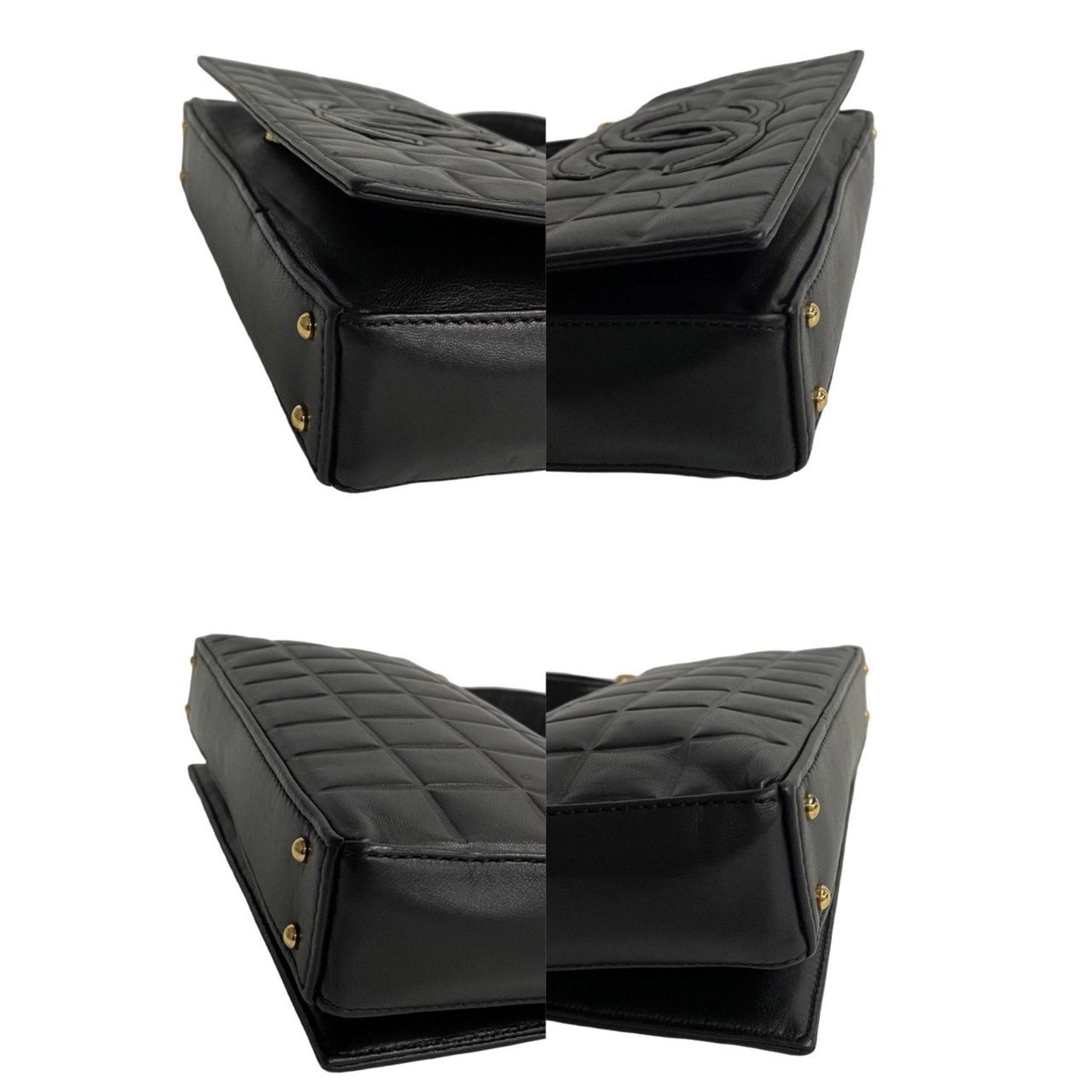 Chanel Quilted Leather Shoulder Bag Black Lambskin