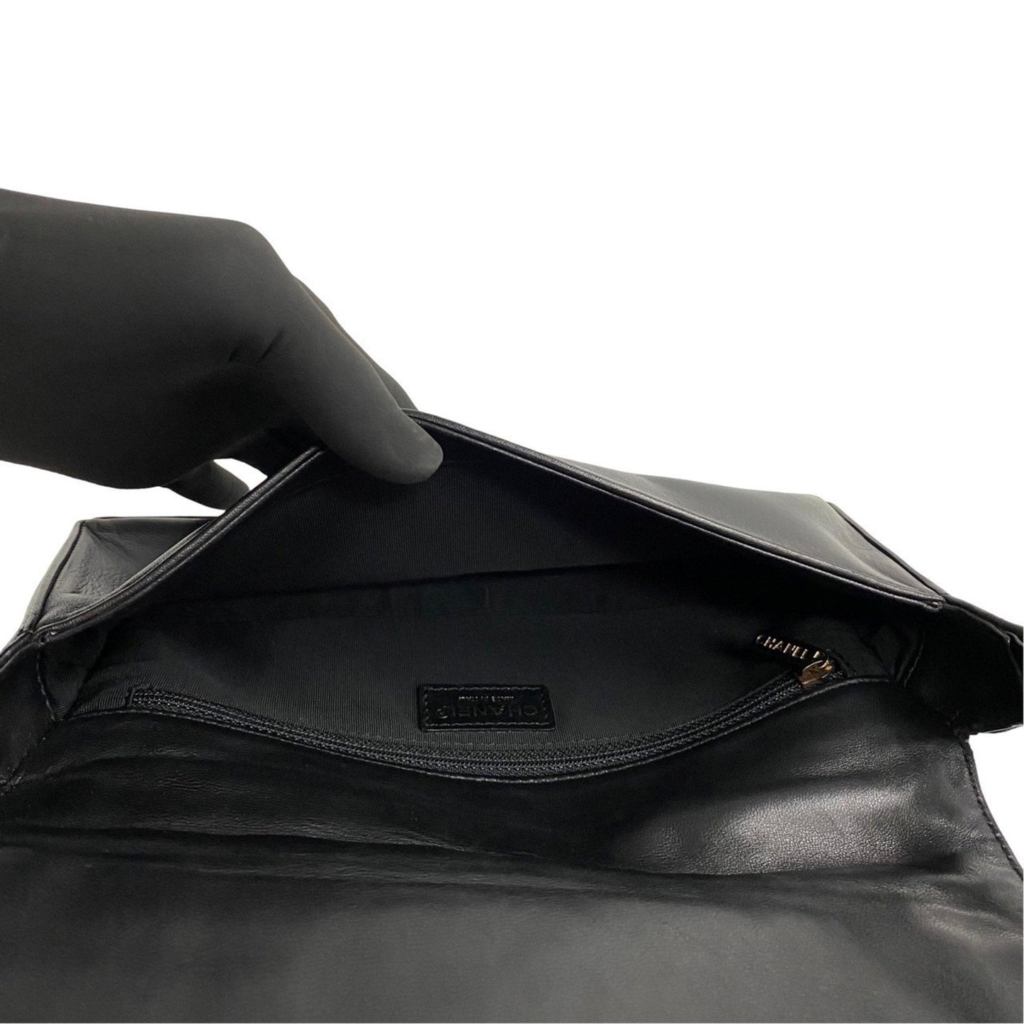 Chanel Quilted Leather Shoulder Bag Black Lambskin