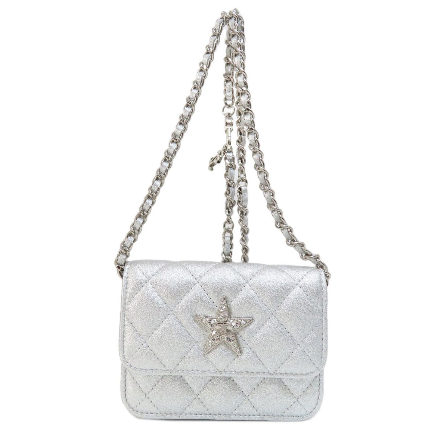 Chanel Quilted Star Silver Chain Bag