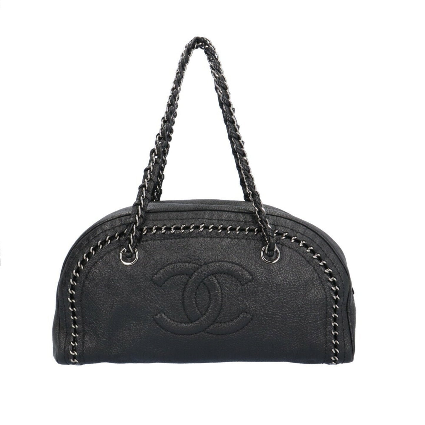 Chanel Chain Bag Black Leather HalfMoon