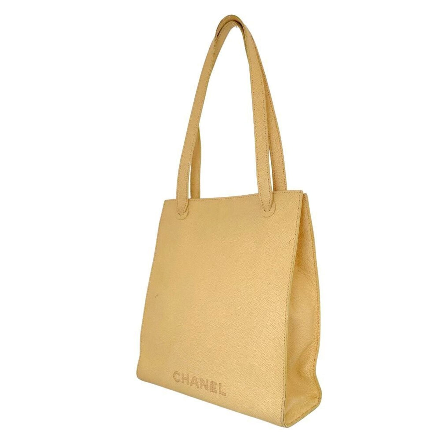 Chanel Classic Tote Bag Beige Leather