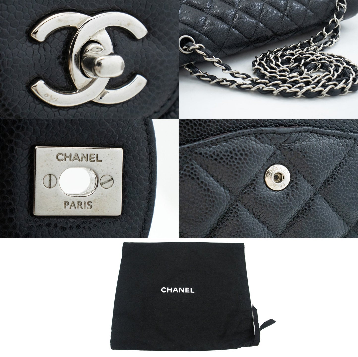 Chanel Classic Double Flap Caviar Leather Bag