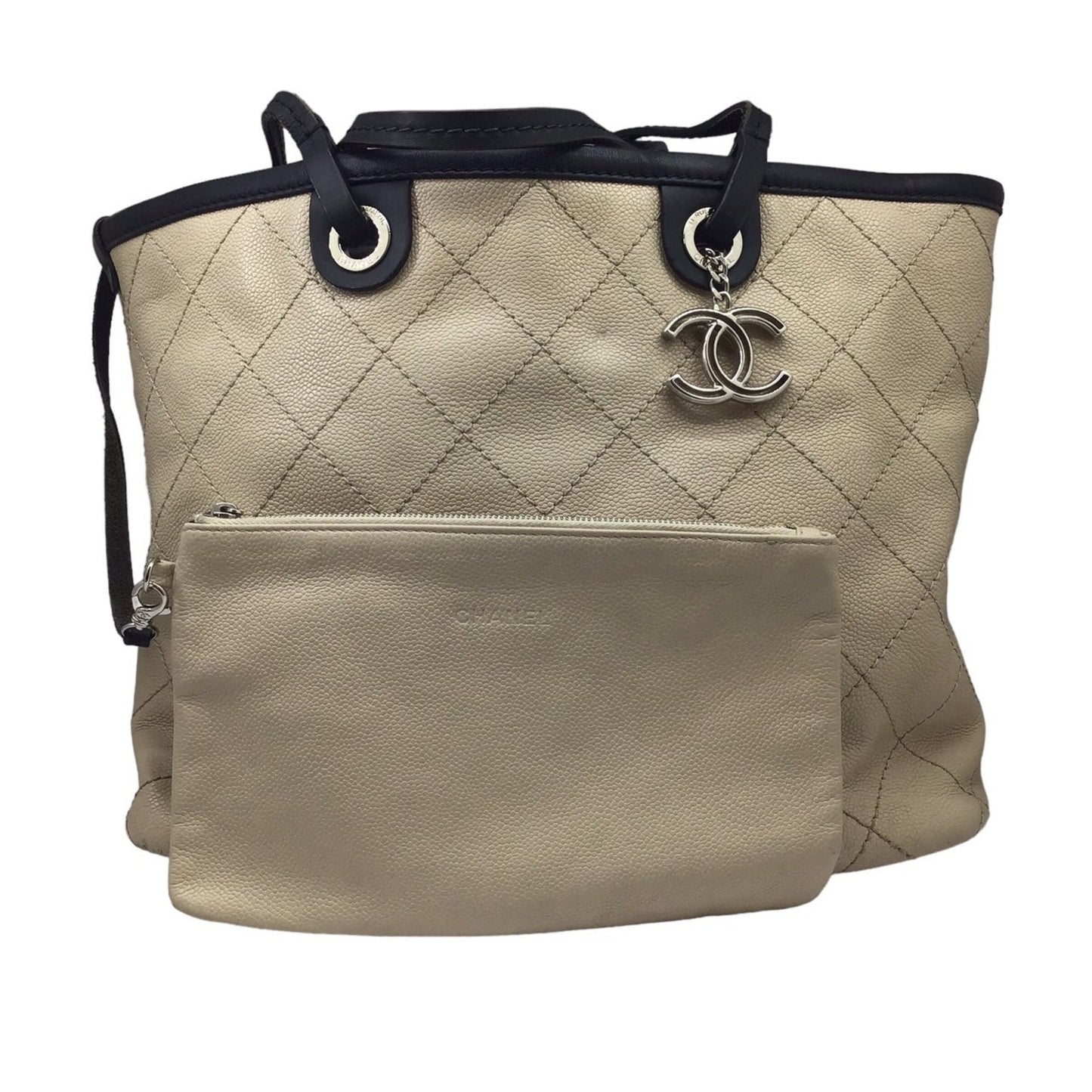 Chanel Chanel Tote Bag Beige Quilted Leather