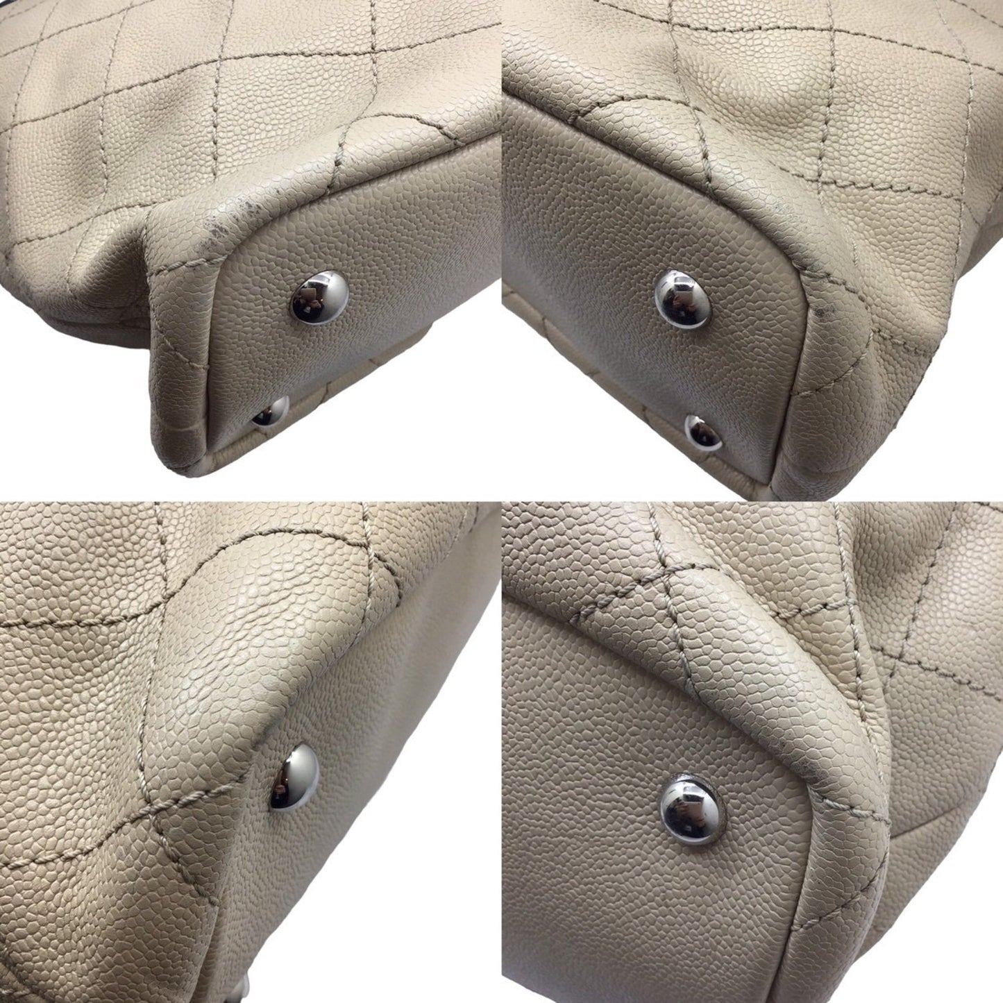 Chanel Chanel Tote Bag Beige Quilted Leather