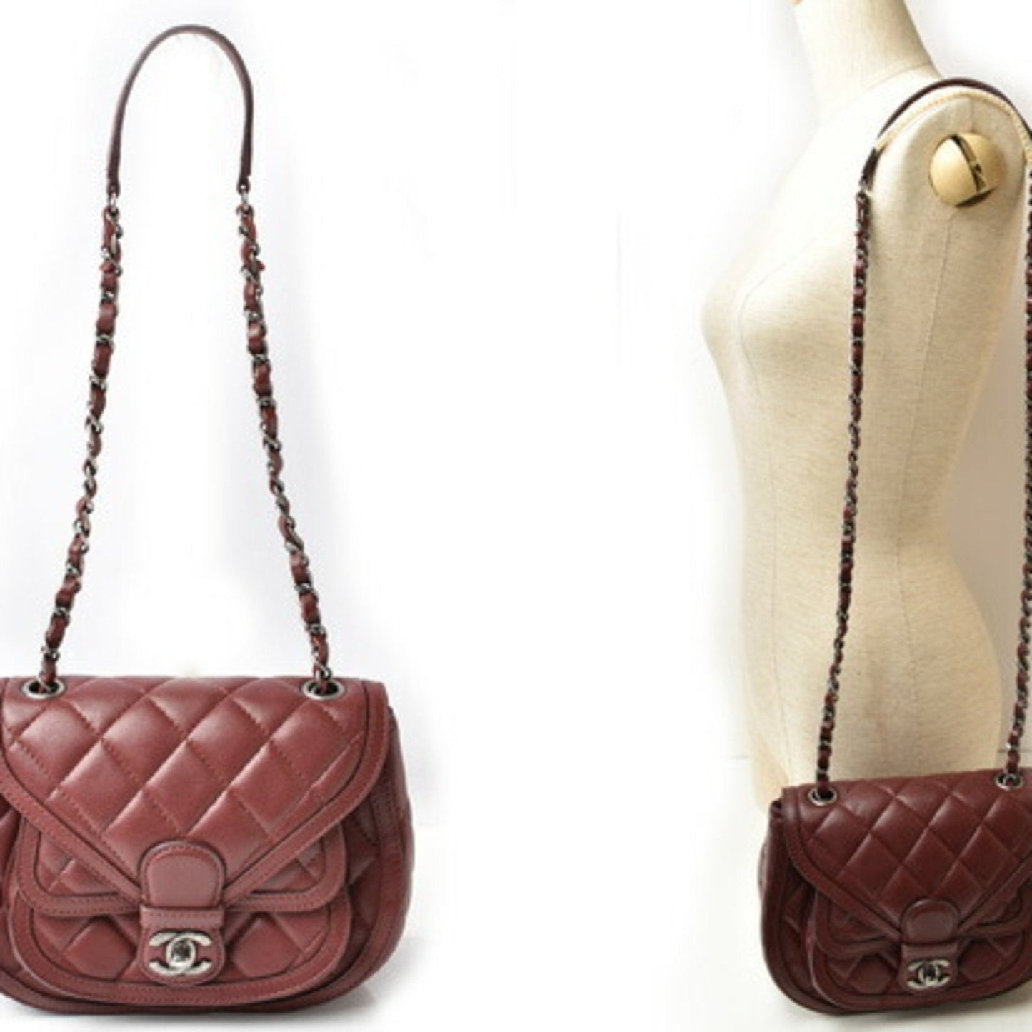 Chanel Quilted Leather Shoulder Bag Burgundy