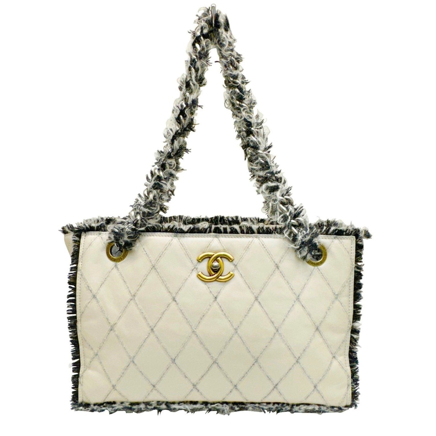 Chanel Quilted Tote Bag ModelTweed Trim Tote