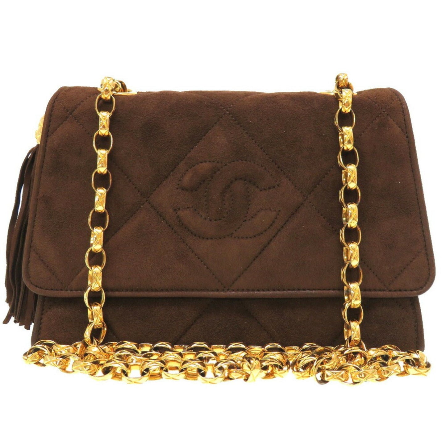 Chanel Vintage Quilted Suede Shoulder Bag