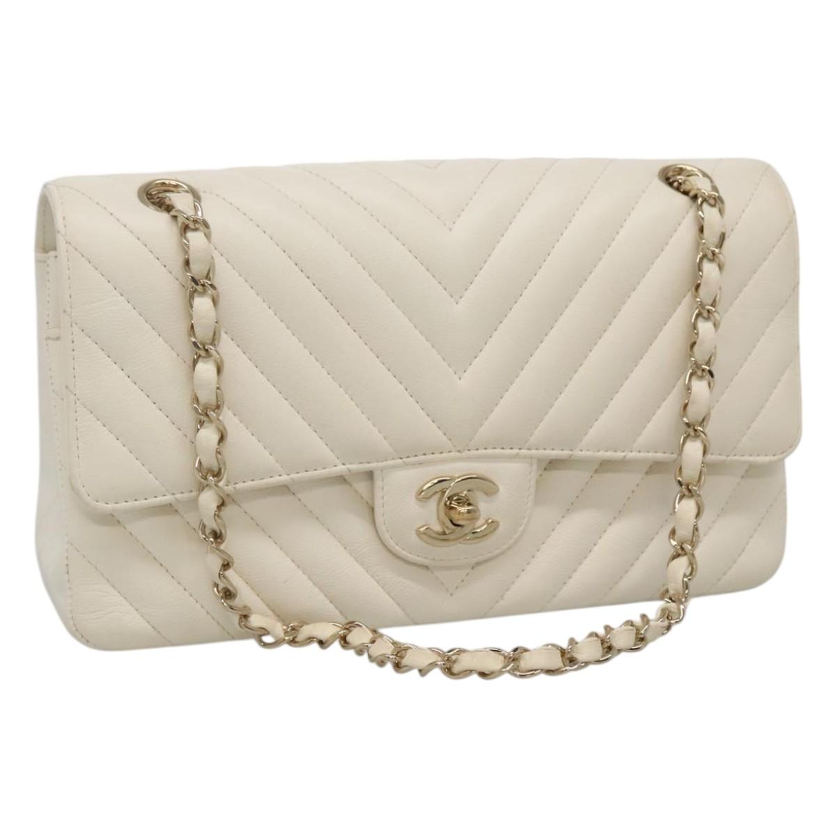 Chanel Double Flap Leather Shoulder Bag with Chain Strap