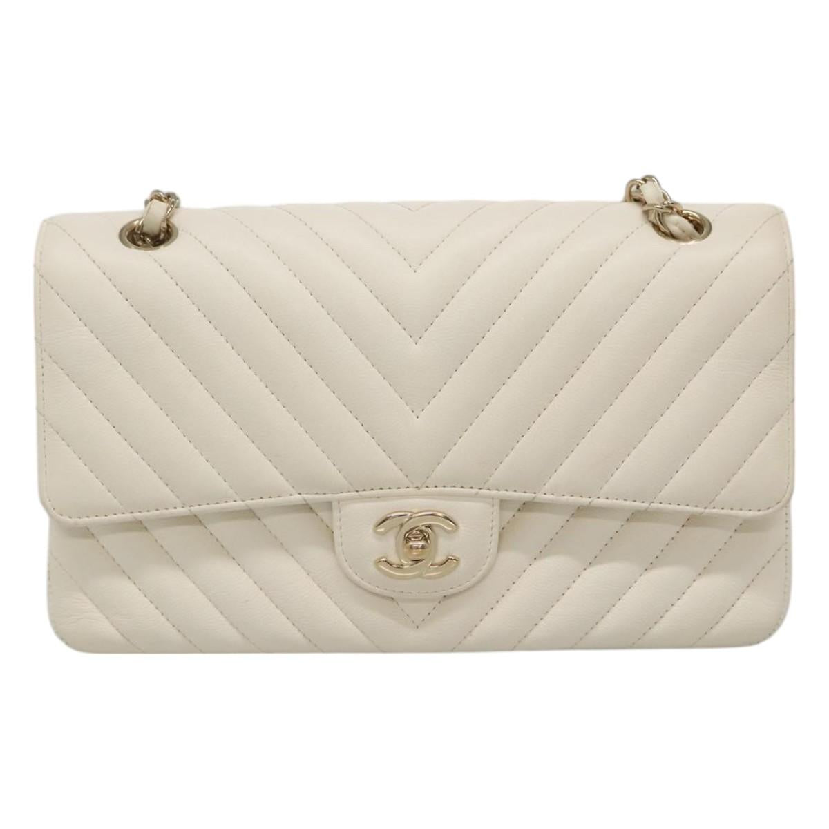 Chanel Double Flap Leather Shoulder Bag with Chain Strap
