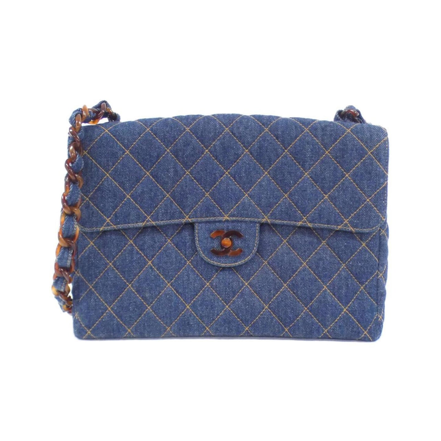 Chanel Denim Quilted Flap Bag with Box and Dust Bag