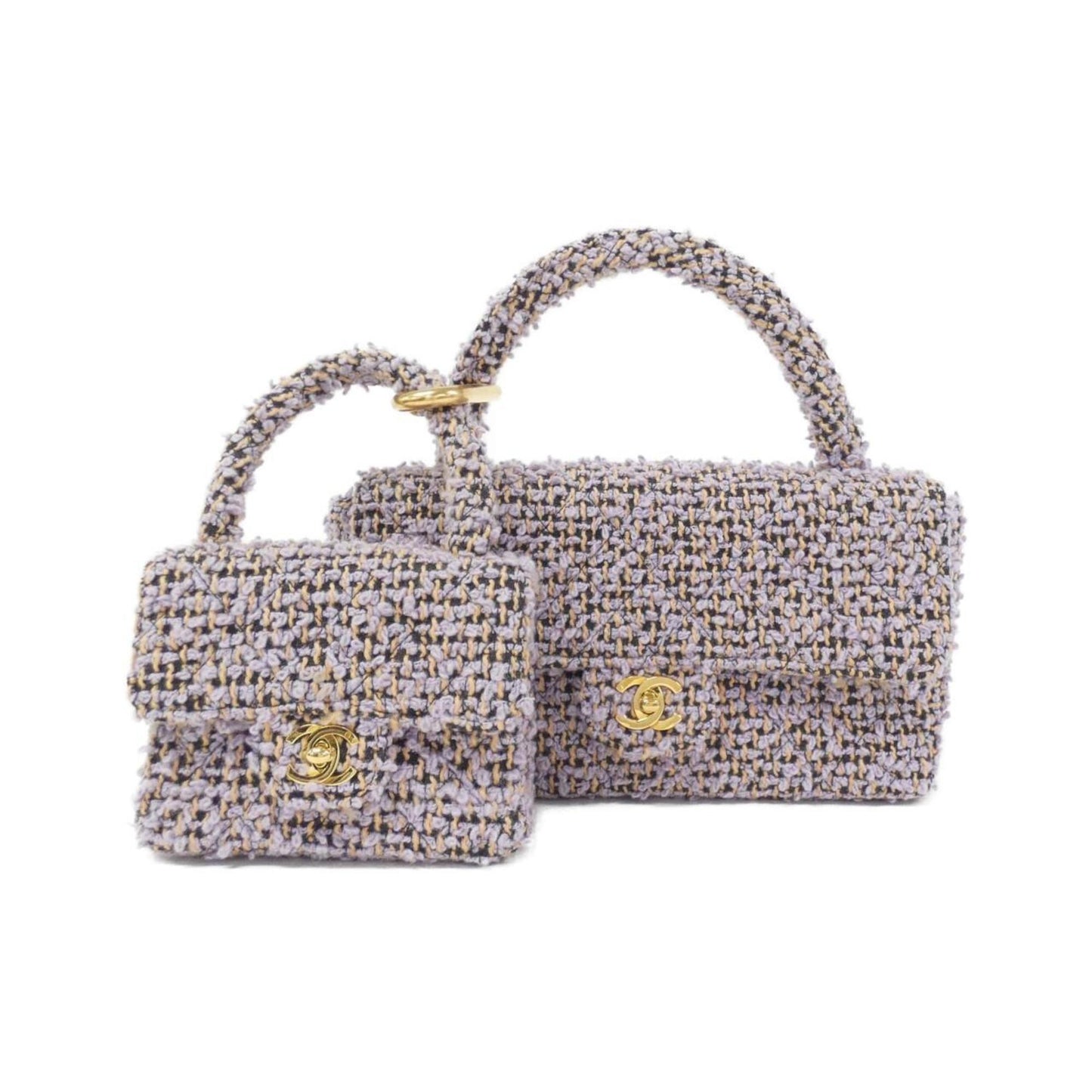 Chanel Tweed Coco Handle Bag with Dust Bag and  Card