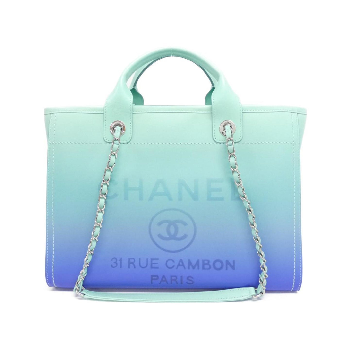 Chanel Leather Deauville Tote with Dust Bag and Pouch