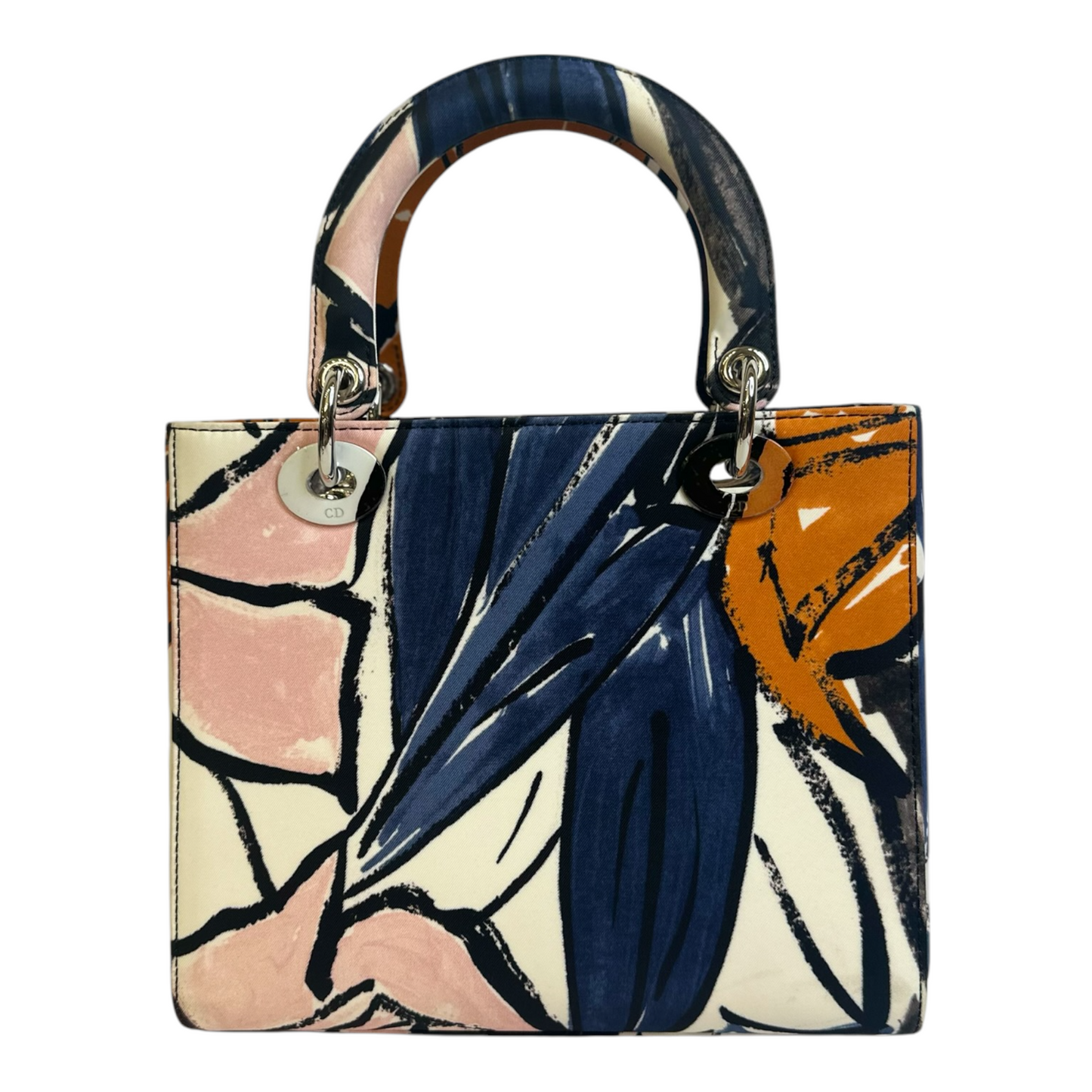 Christian Dior Canvas Graffiti Floral Printed Medium Lady Dior Multicolor