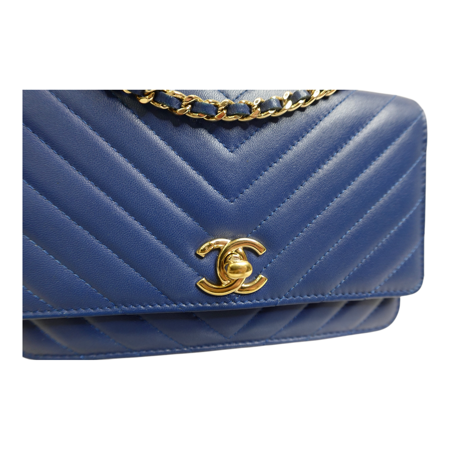 Chanel Lambskin Chevron Quilted Trendy Wallet On Chain