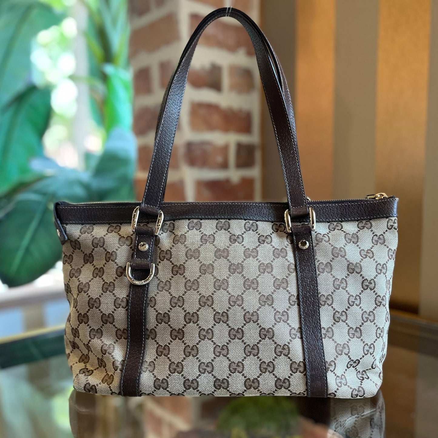 GUCCI Abbey Medium GG Monogram Canvas Tote Bag