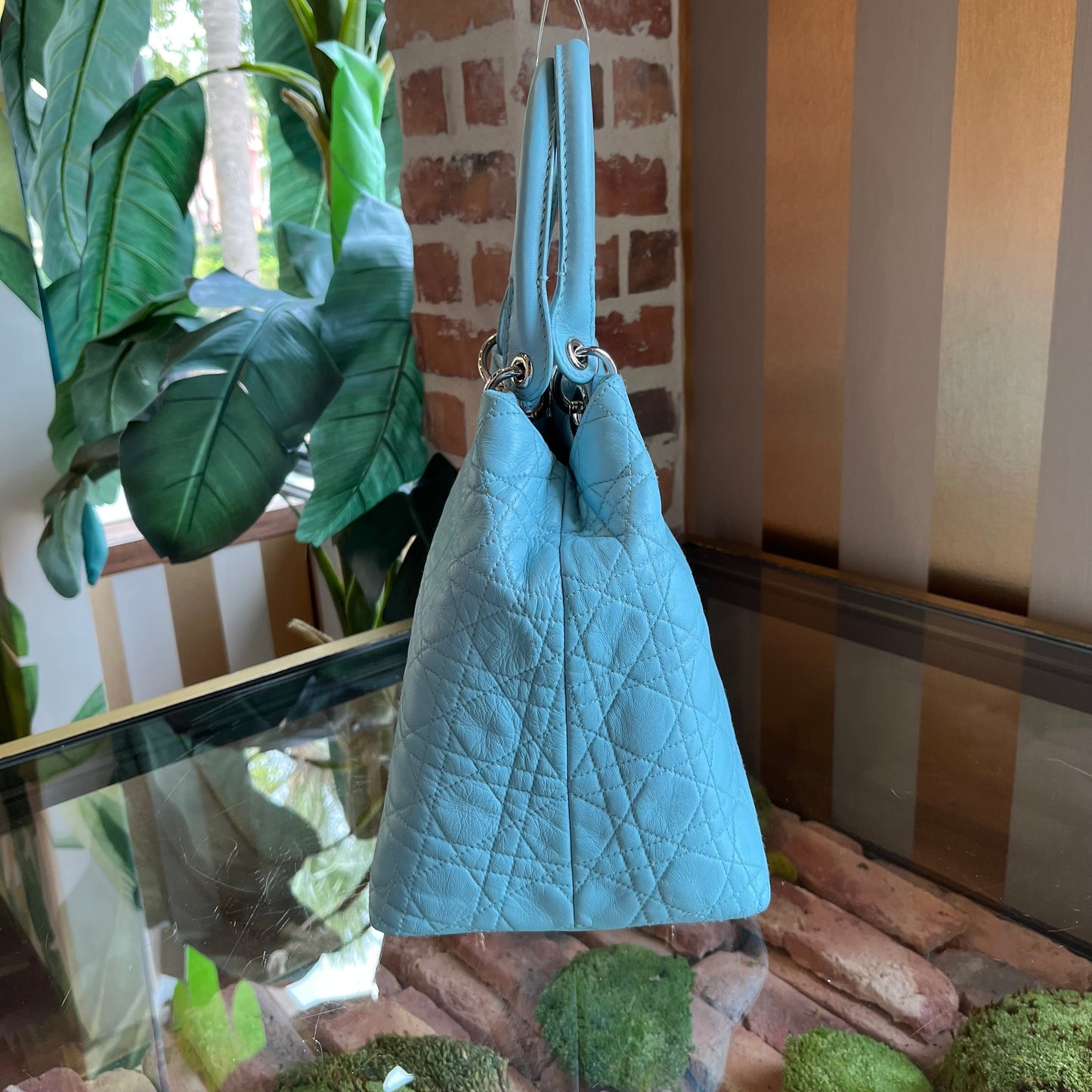 CHRISTIAN DIOR Cannage Lady Dior Blue Handbag