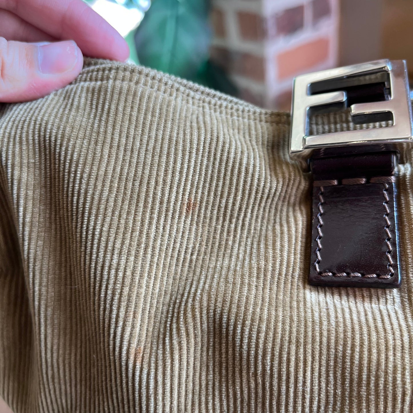 FENDI Vintage Manchester Brown Corduroy Tote