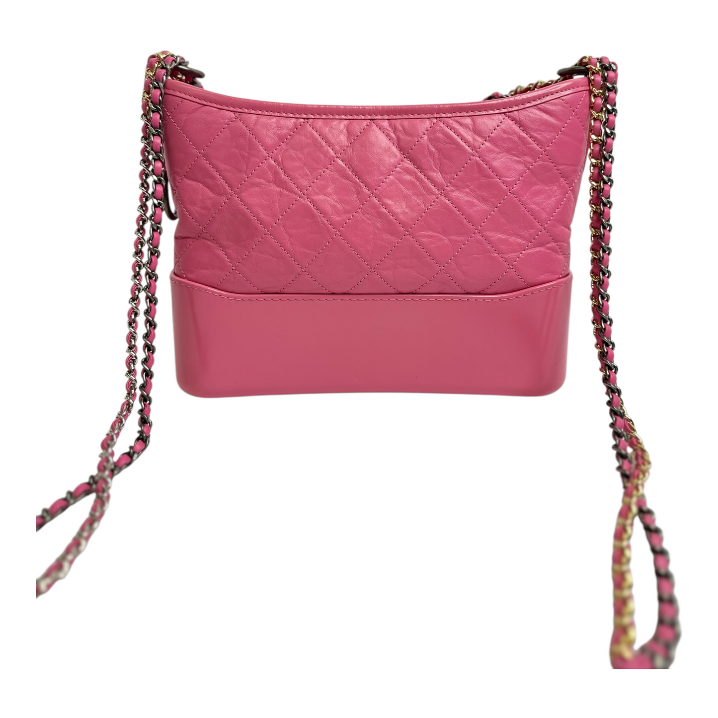 Chanel Aged Calfskin Quilted Small Gabrielle Logo Hobo Rose