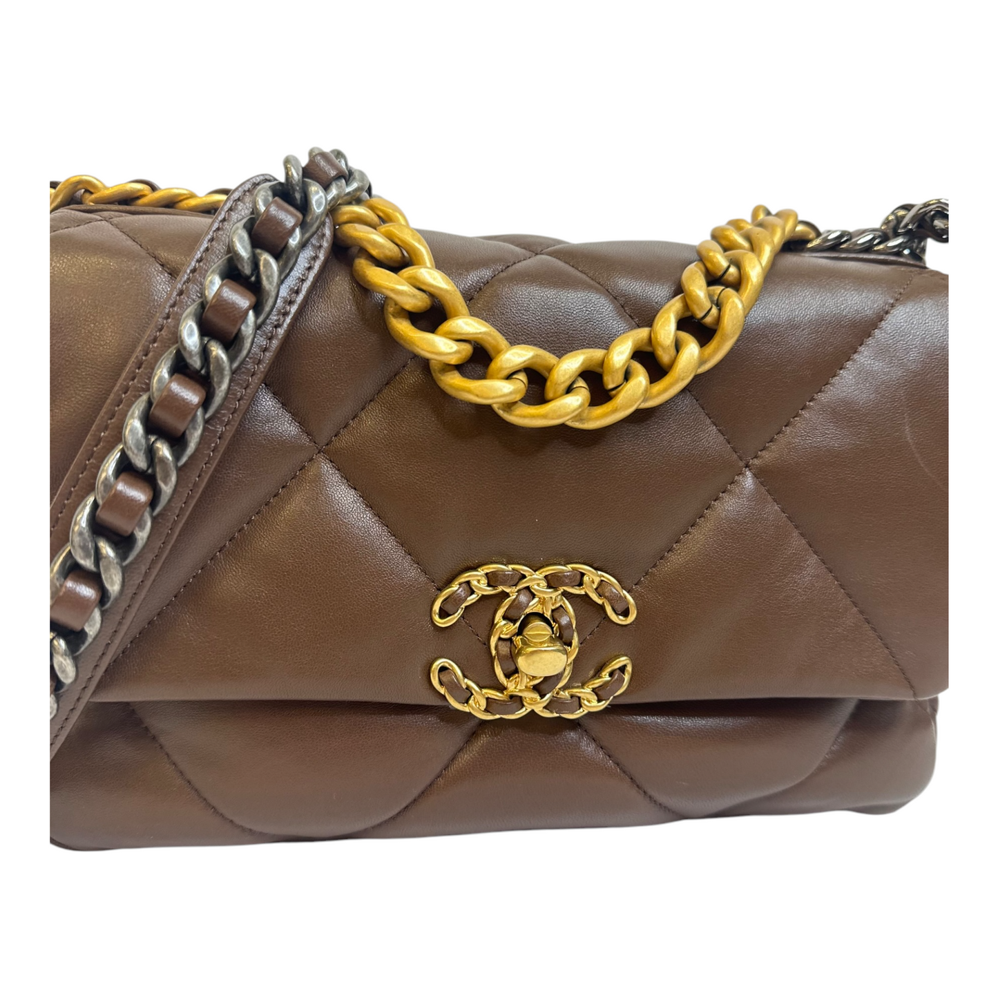 Chanel Lambskin Quilted Medium Chanel 19 Flap Brown