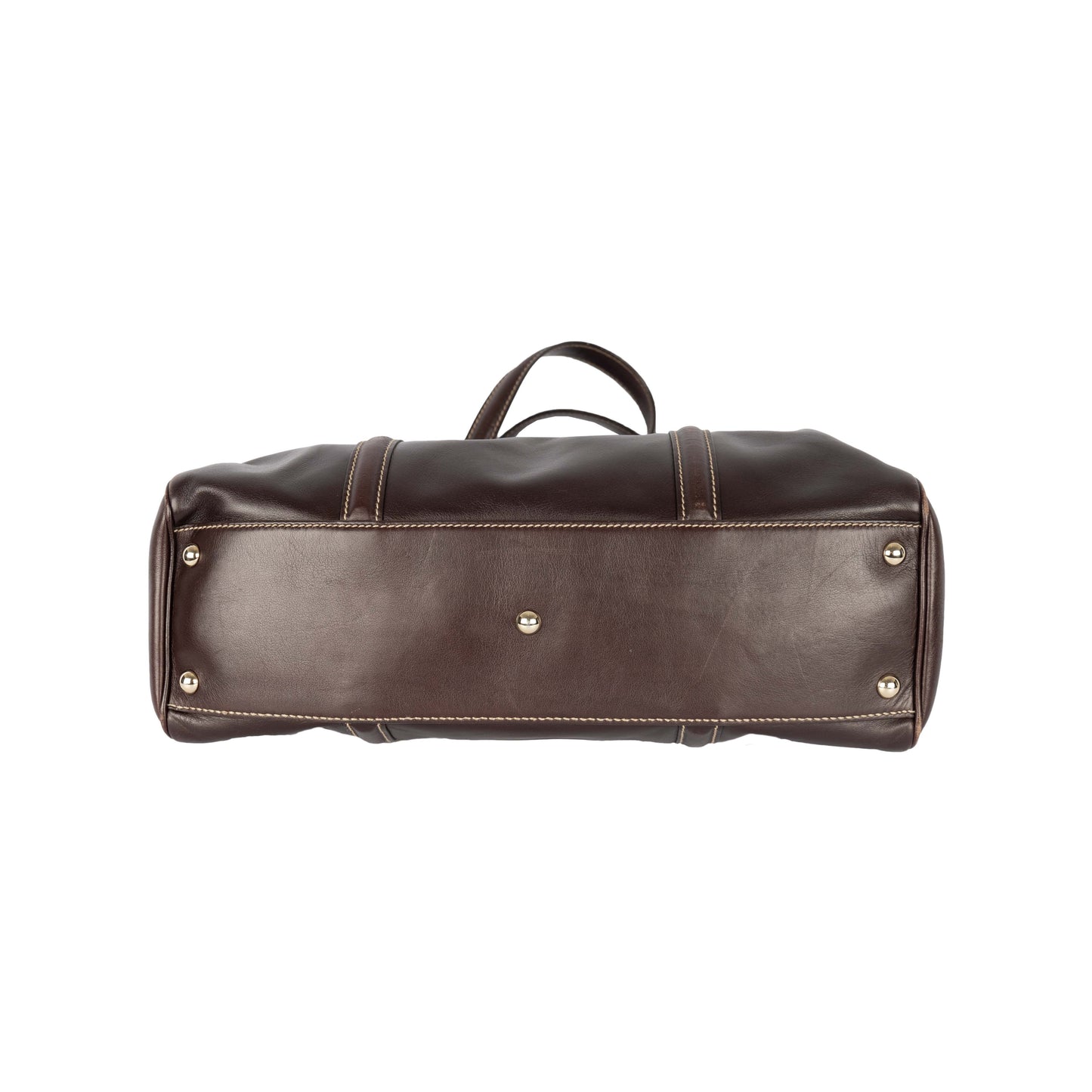GLM-- Dark Brown Leather GG Britt Boston Bag - '10s