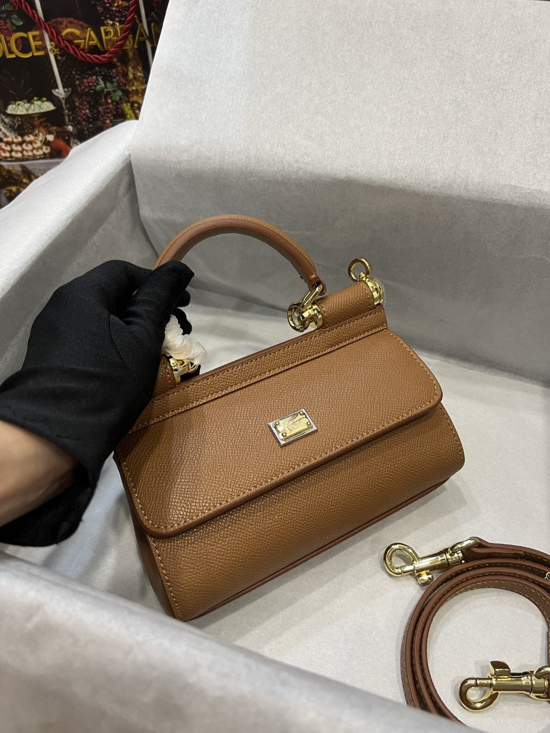 GLAMI Small Sicily Bag In Dauphine Brown For Women 7.5in/19cm GLAMI