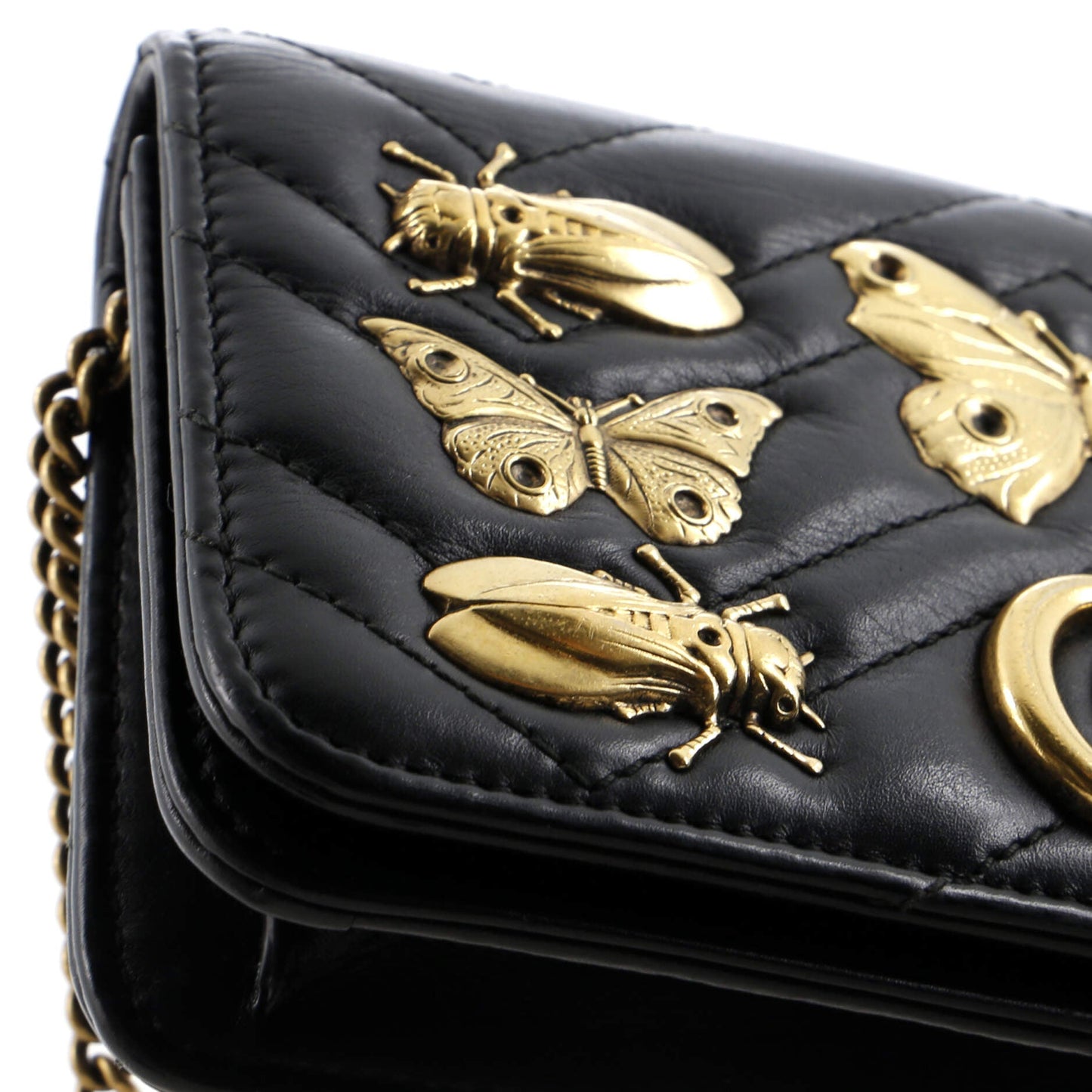 GG Marmont Chain Flap Bag Embellished Matelasse Leather Mini